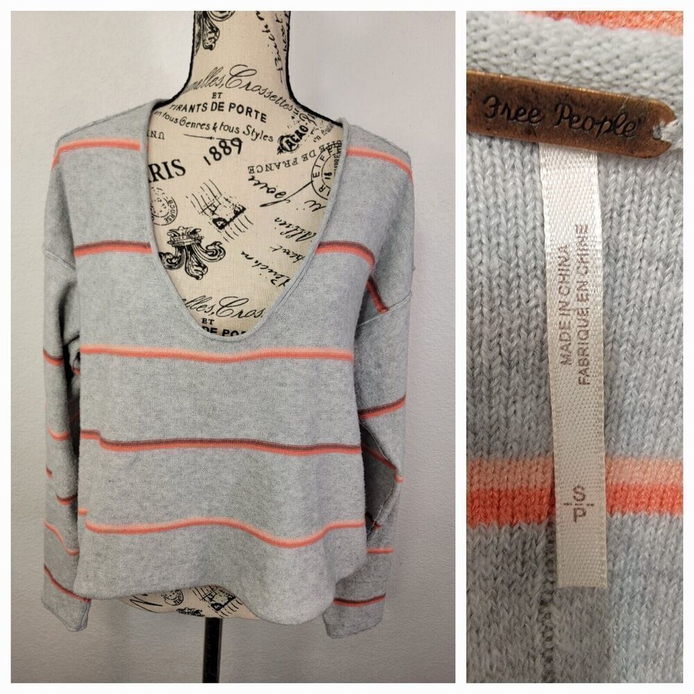 Free People Sweater Womens Small Make You Mine Stripe Slouch Relax Bohemian